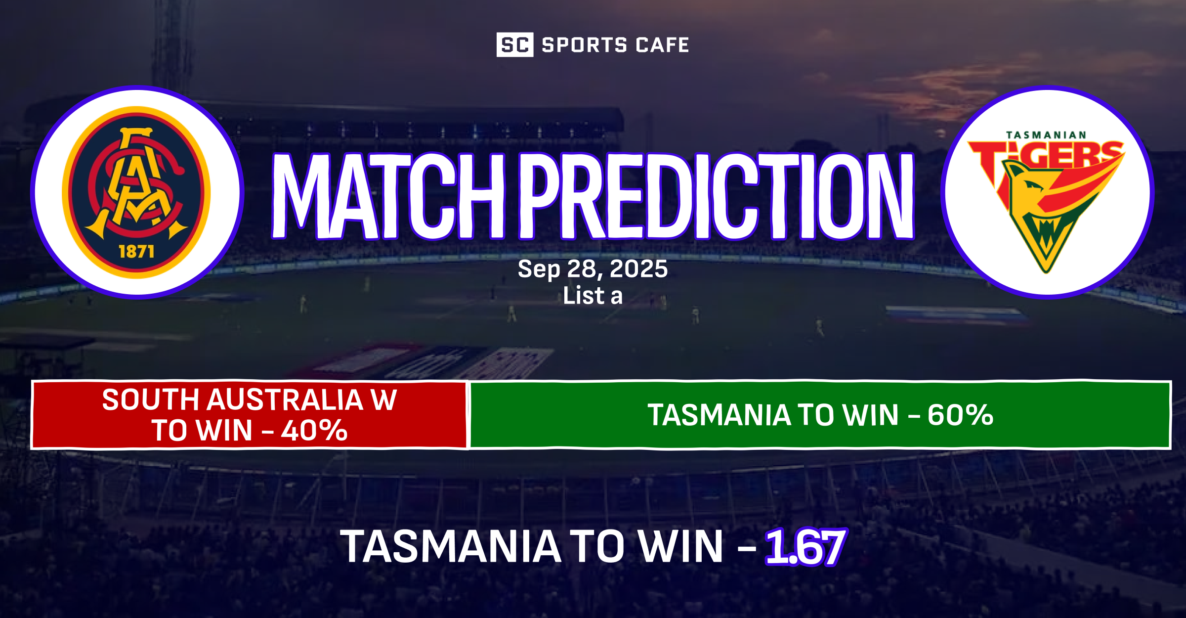South Australia Women vs Tasmania Women